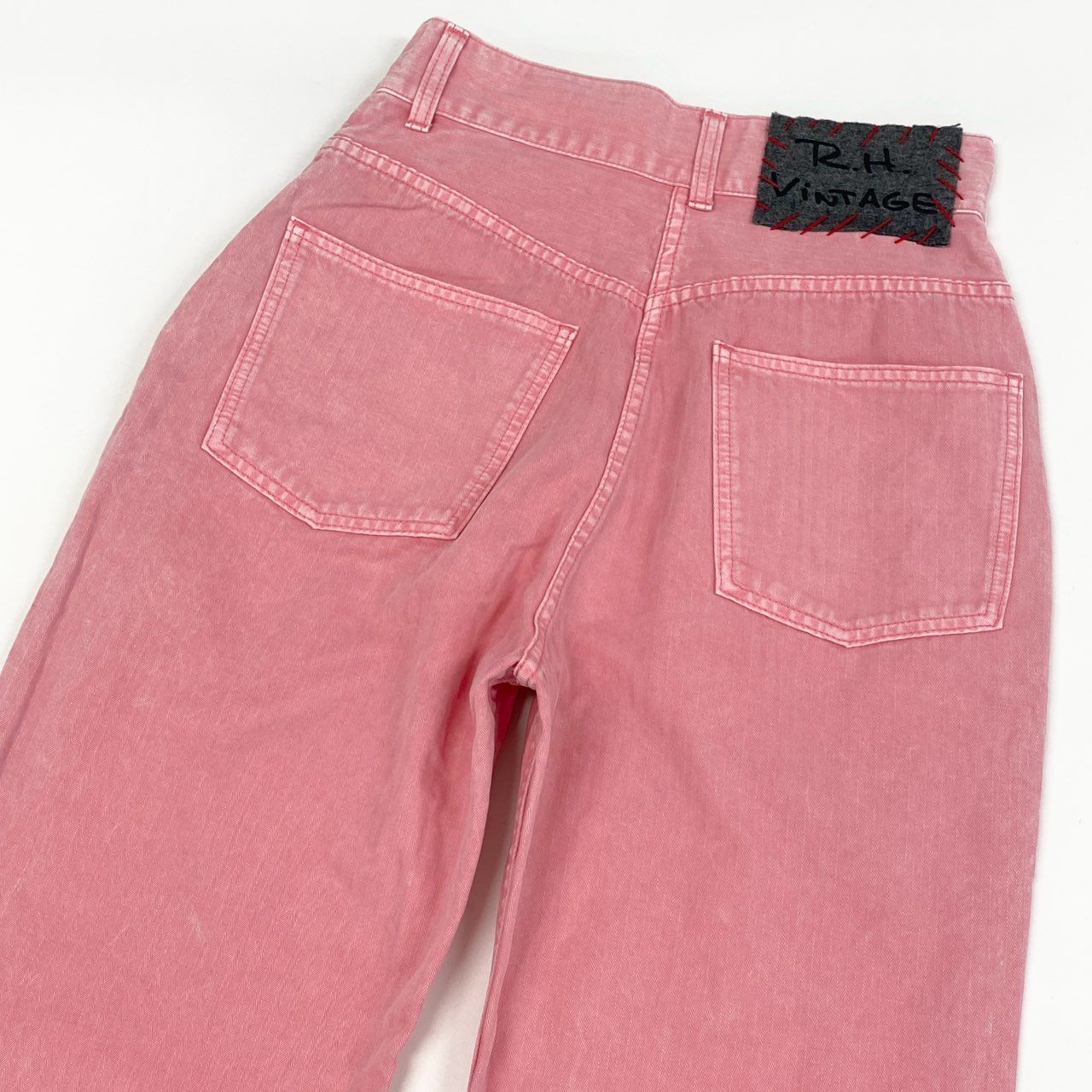 35i9 R.H. Vintage ロンハーマン ヴィンテージ 24AW テーパード ヘリンボーン ベイカーパンツ ボトムス USED加工 4010600126 Sサイズ ピンク コットン レディースk02i