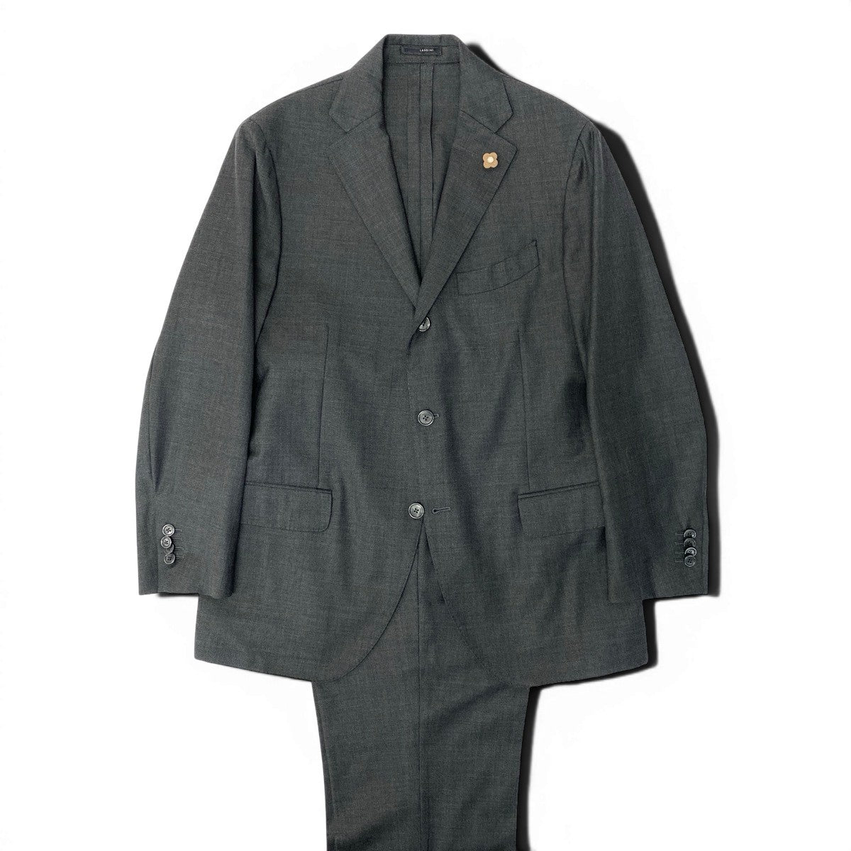 11e27 LARDINI ラルディーニ スリーピーススーツ 3ピース セットアップ ブートニエール付 サイズ50 グレー メンズ 紳士服u02t