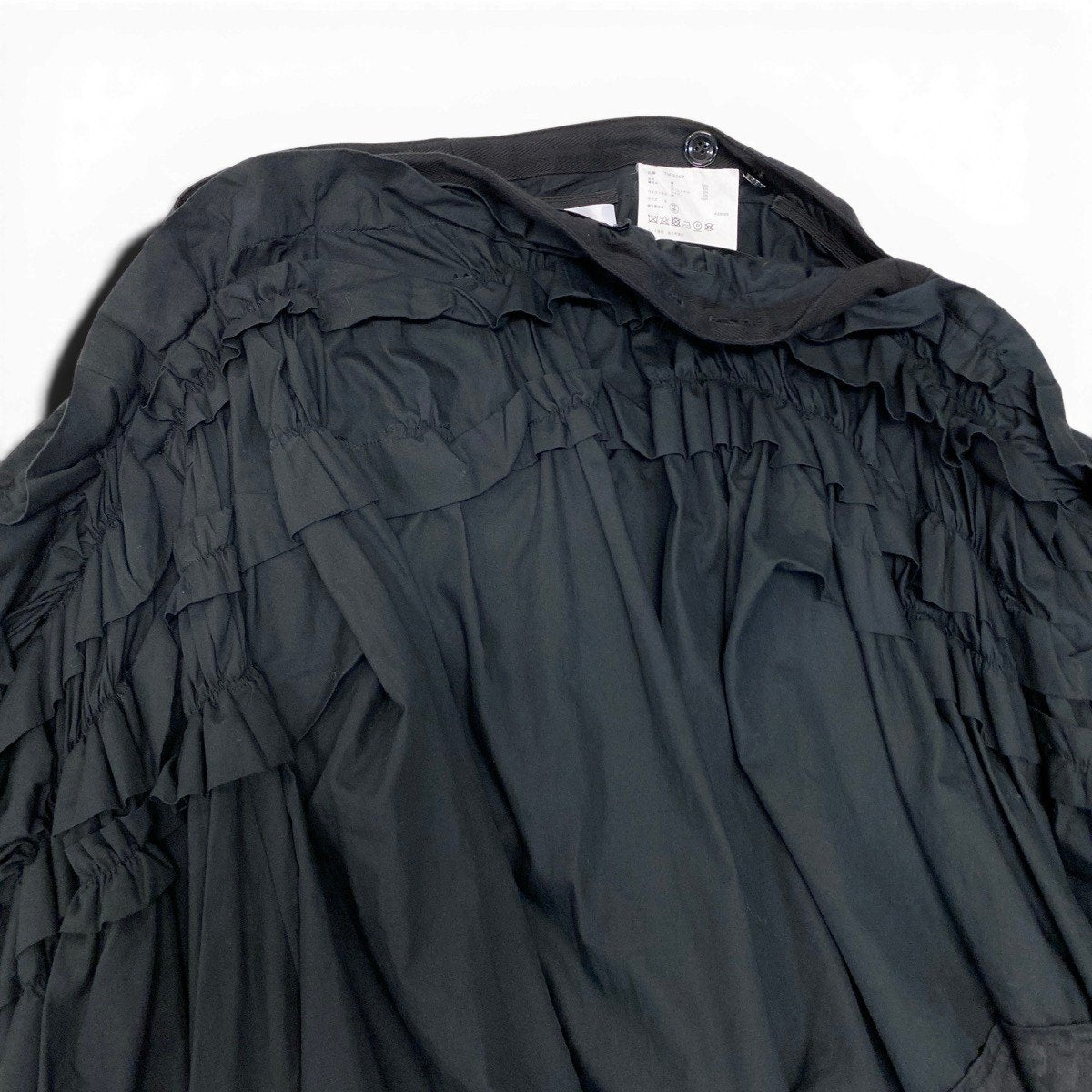 Ag10 【美品】tao COMME des GARCONS  AD2023 フリル変形スカート コットンスカート 膝丈 Sサイズ ブラック コットン100％ レディース 女性用k02i