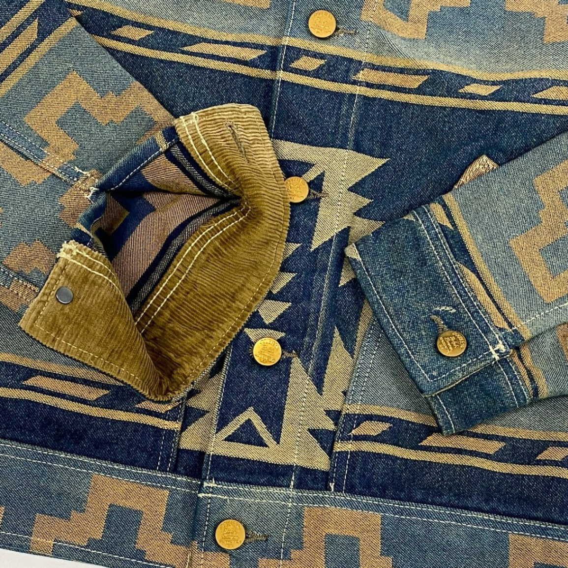 54L5 RRL ダブルアールエル ラルフローレン Valero Jacquard Trucker ネイティブ ジャガード ジャケット サイズL インディゴ メンズ 男性用 アウターk02i