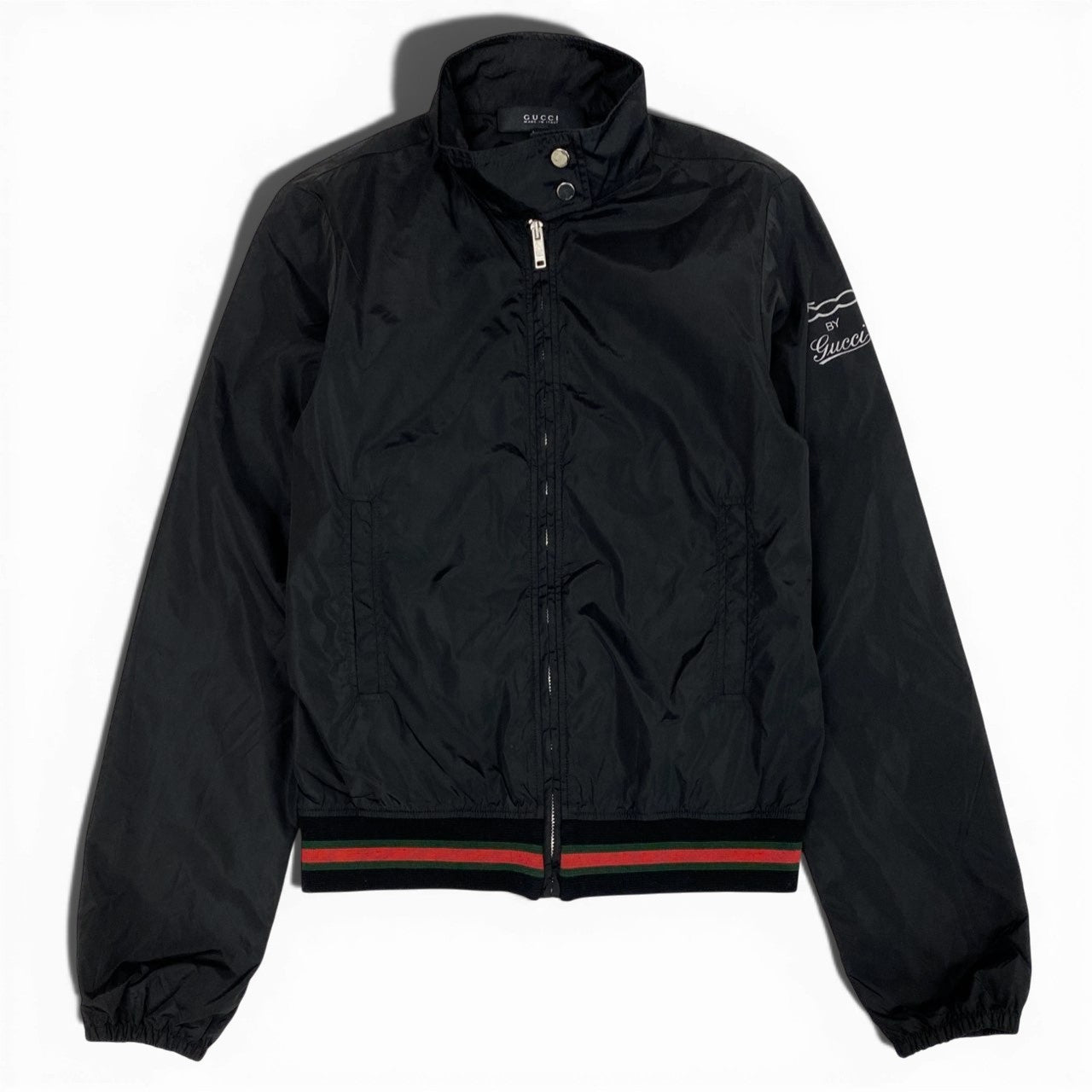 Ib9 Vintage GUCCI グッチ シェリーライン ジップアップブルゾン ナイロンジャケット 267788 S ブラック ナイロン レディースta1