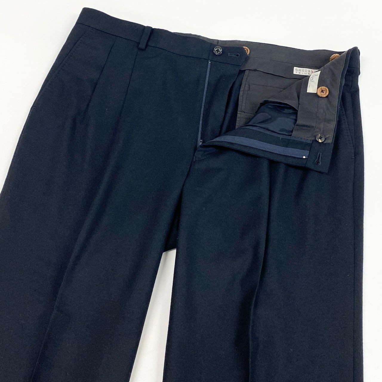 6L17 【美品】 Papas パパス カシミヤ混 スラックスパンツ テーパード ボトムス 56 2XL ダークネイビー ウールカシミヤ メンズu02t