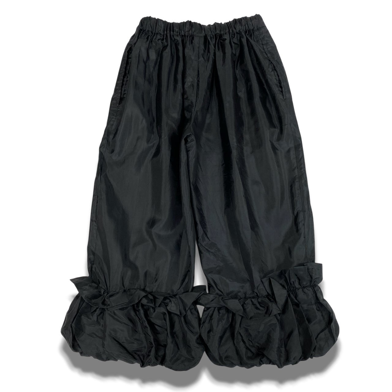 Ab20 COMME des GARCONS コムデギャルソンコムデギャルソン コムコム AD2024 ギャザーフリル パフパンツ ボトム サイズXS ブラック レディースk02i