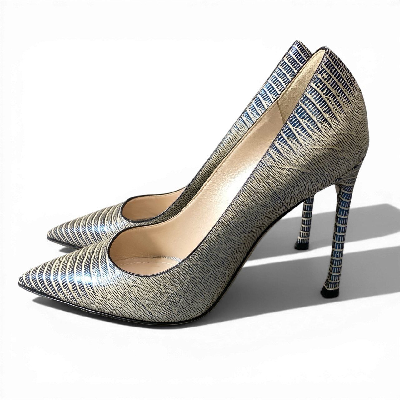 d9 Christian Dior クリスチャンディオール パンプス ポインテッドトゥ サイズ38 パイソン型押しレザー レディースk02i