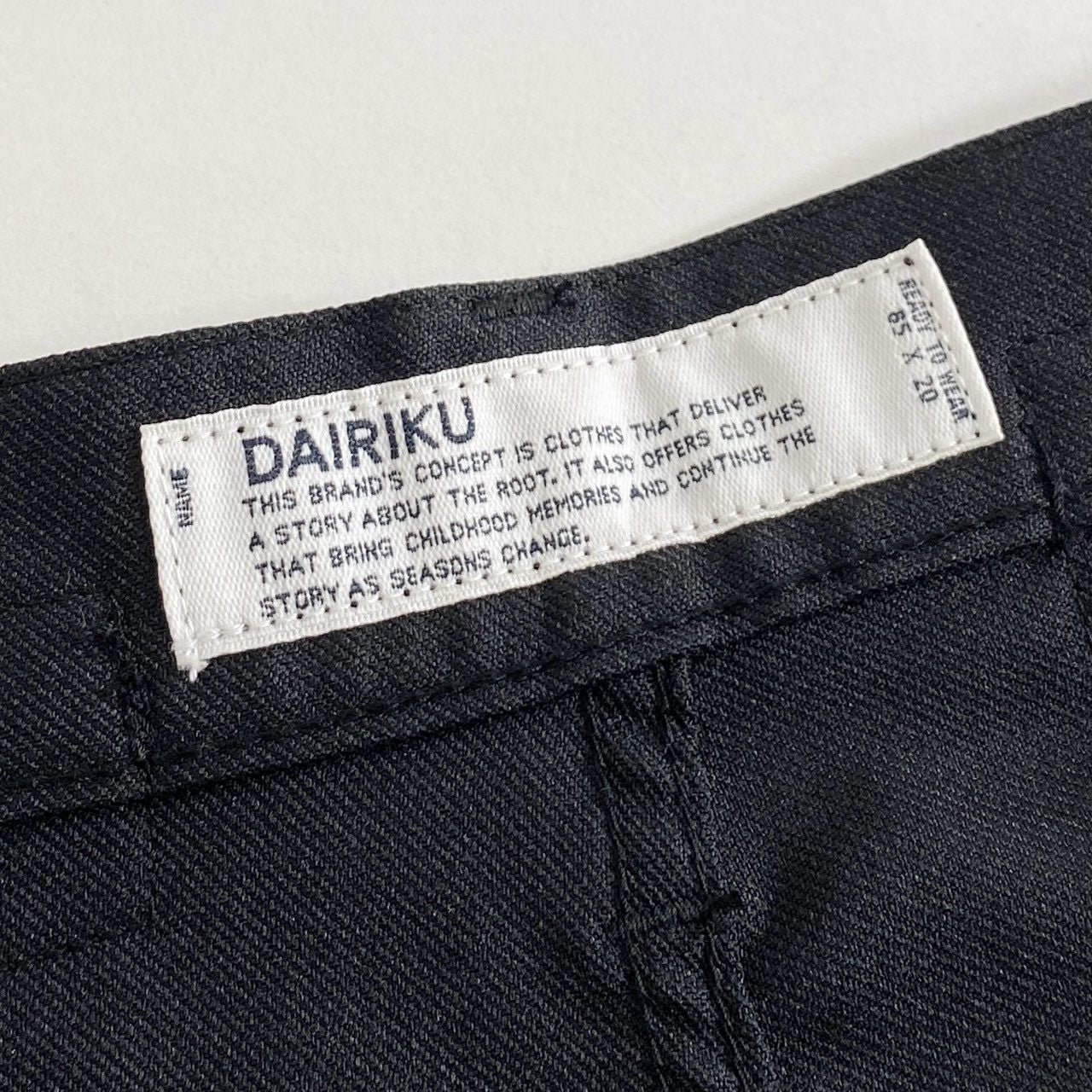 67i5 DAIRIKU ダイリク Flasher Pressed Pants センタープレス パンツ ボトムス 21SS B-9 29 ブラック 日本製