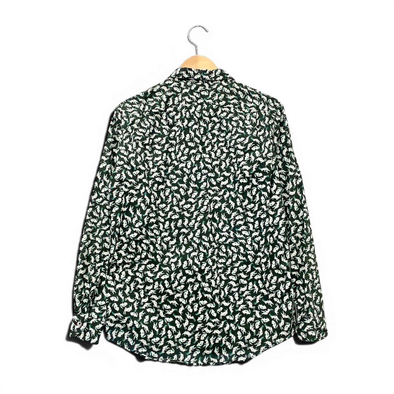 67e14 Paul Smith ポールスミス ロングスリーブシャツ コットンシャツ ウサギ柄 日本製 Mサイズ ブラック系 コットン100％ メンズ 男性用u02t