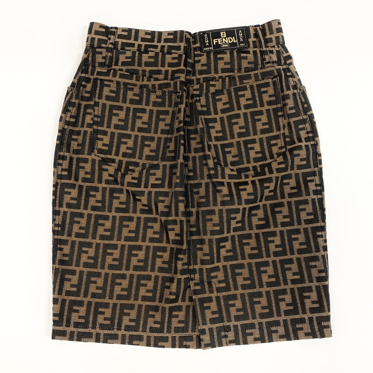 4h10 FENDI フェンディ ズッカ柄 タイトスカート ミニスカート  42 ブラウン レディースu02t