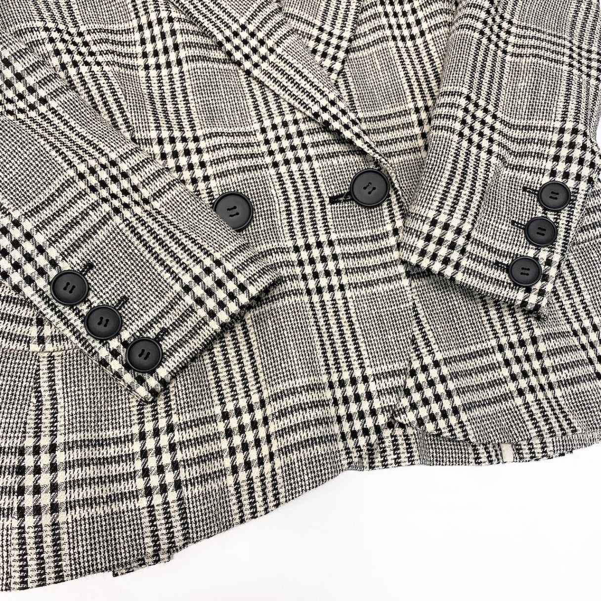 10c29 Christian Dior クリスチャンディオール ダブルプレストテーラードジャケット ブレザー チェック柄 7サイズ ベージュ ブラック レディース 女性用o07t