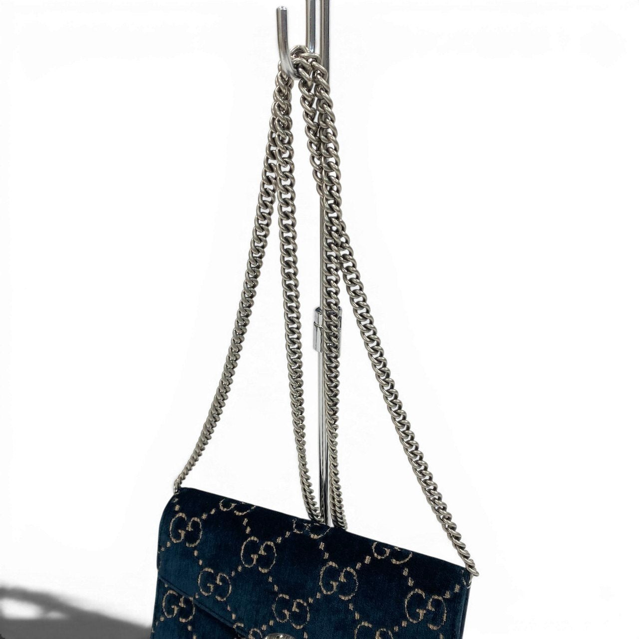 e4 《美品》 GUCCI グッチ デュオニソス GG モノグラム クロスボディバッグ Dionysus Velvet Monogram Bag ネイビーt18r