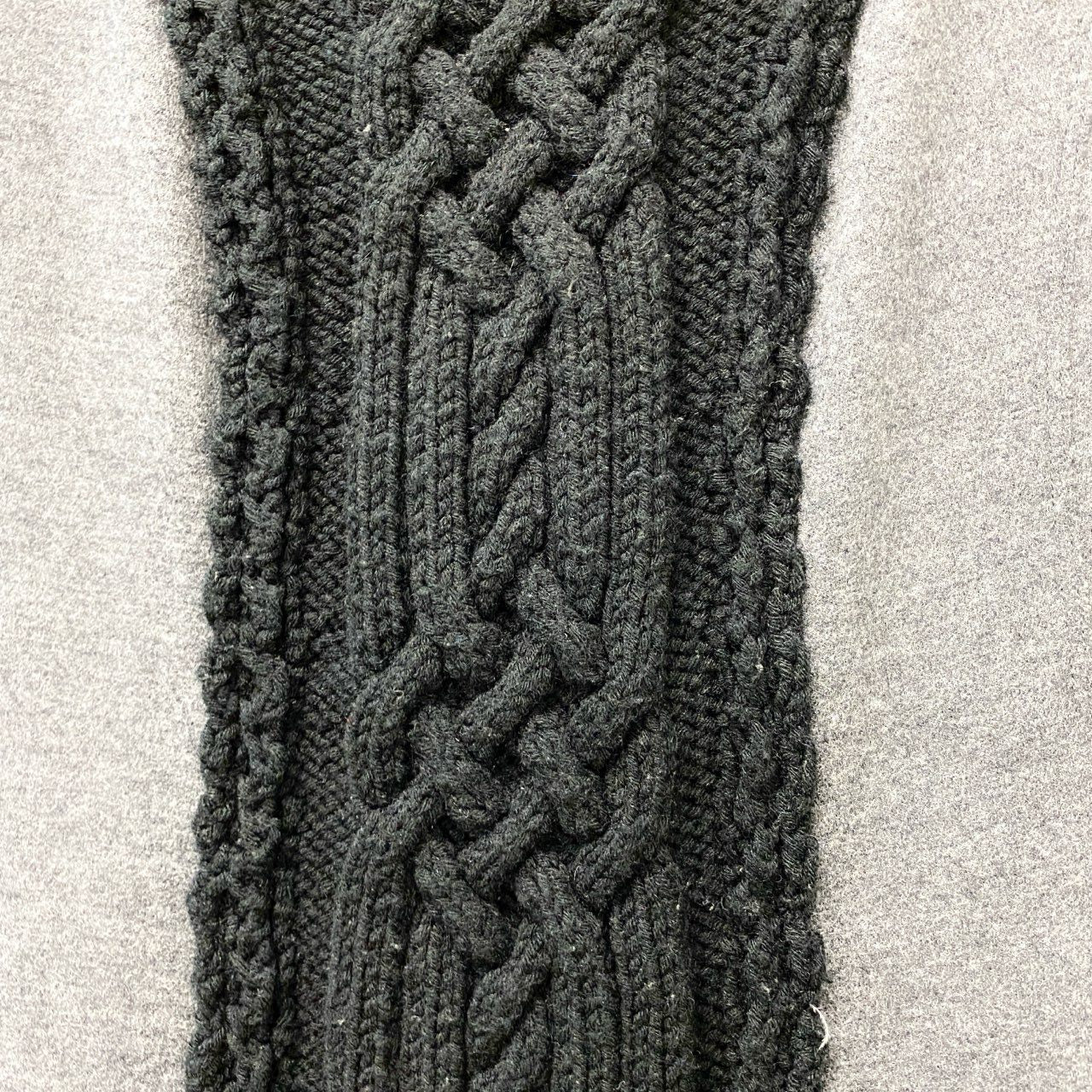 69c2 HIROKO BIS ヒロコビス ヒロココシノ ノースリーブワンピース 膝丈ワンピース アラン編み レディース 女性服 サイズ40 グレー ブラック ウール100％u02t