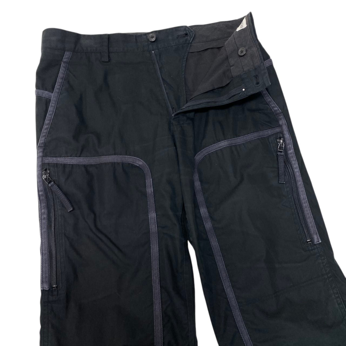 26j19 ISSEY MIYAKE MEN イッセイミヤケメン 00AW パラシュートパンツ 多重ジップ ボトムス ME03FF058 サイズ3 ブラック メンズu02t