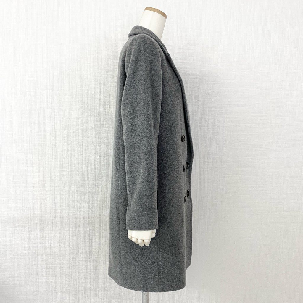 47g6 《美品》 LARDINI ラルディーニ カシミヤ混 ダブル チェスターコート ロングピーコート ブートニエール 40 グレー イタリア製