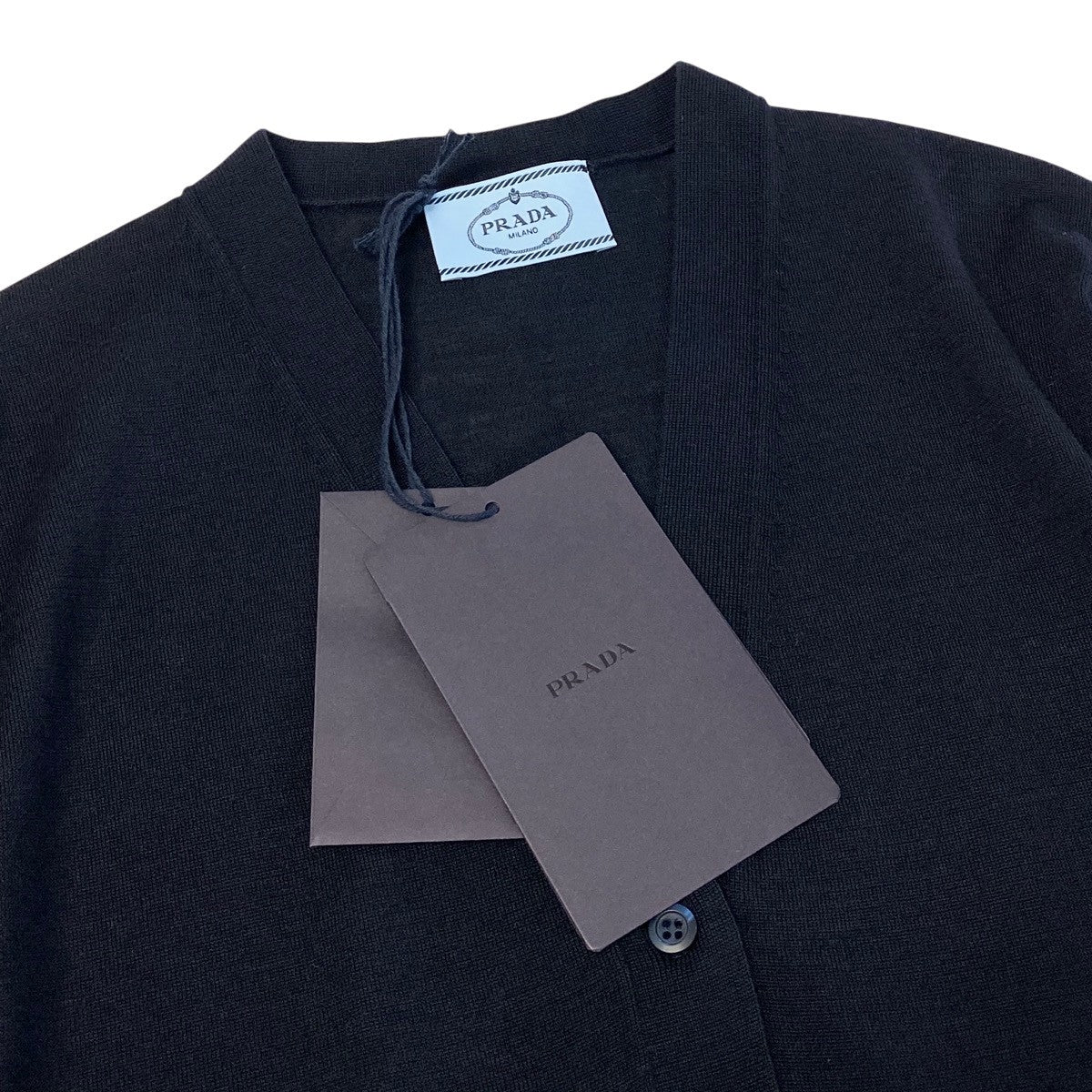 Ej16 【未使用】 PRADA プラダ 24年 ロングスリーブ ニットカーディガン DNA00S サイズ38 ブラック ウール100 レディースo07t