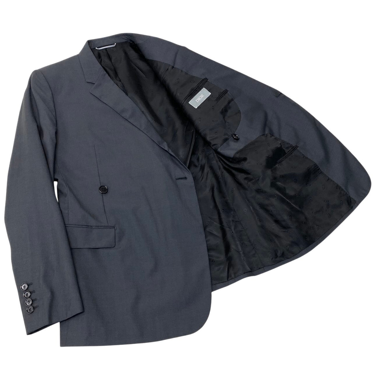 48j16【極美品】 DIOR ディオール テーラードジャケット シングル 1B サイズ46 ダークグレー ウール シルク メンズ 紳士服u02t