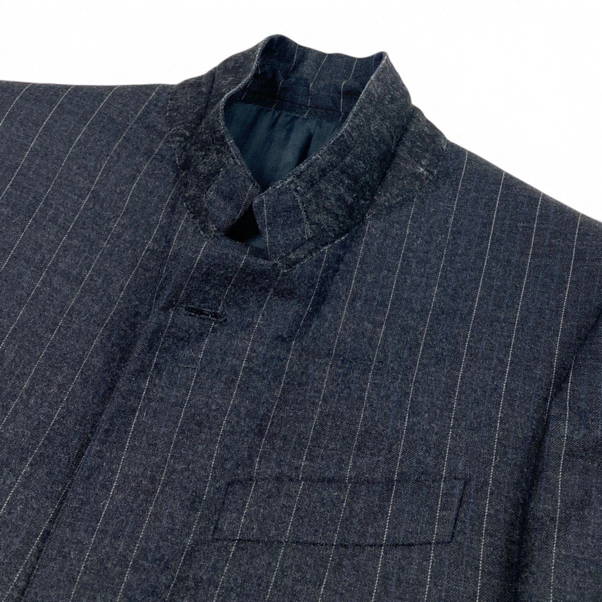 6i30 BOTTEGA VENETA ボッテガヴェネタ スーツセットアップ テーラードジャケット スラックス ストライプ  ダークネイビー ウール100％ メンズ 男性用u02t