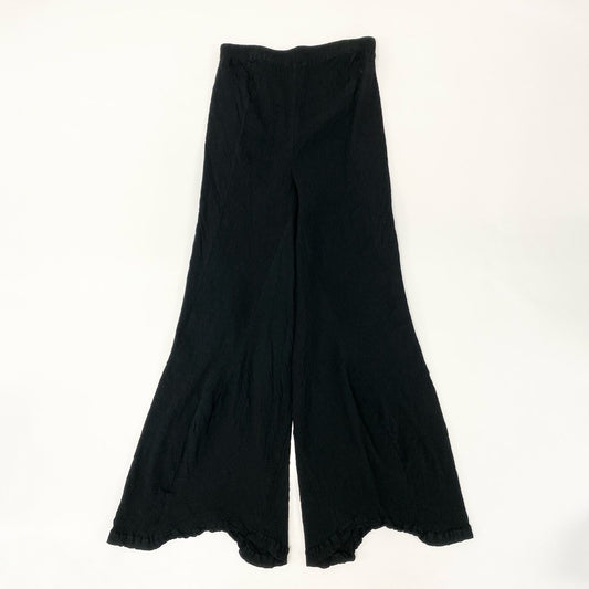 50h25 《美品》 Haat ISSEY MIYAKE ハートイッセイミヤケ KYO CHIJIMIシリーズ プリーツ加工 リラックスパンツ カジュアル HA51FF534 サイズ2 ブラック コットン レディースu02t