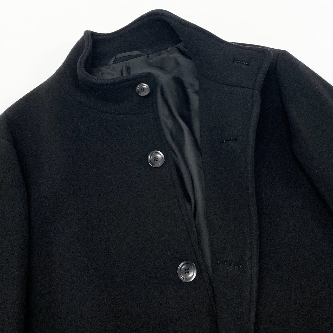 47k5 UNITED ARROWS ユナイテッドアローズ  ロングコ－ト スタンドカラー ウールブレンド  メンズ 紳士服 アウター 1125-139-7542 L ブラックo07t