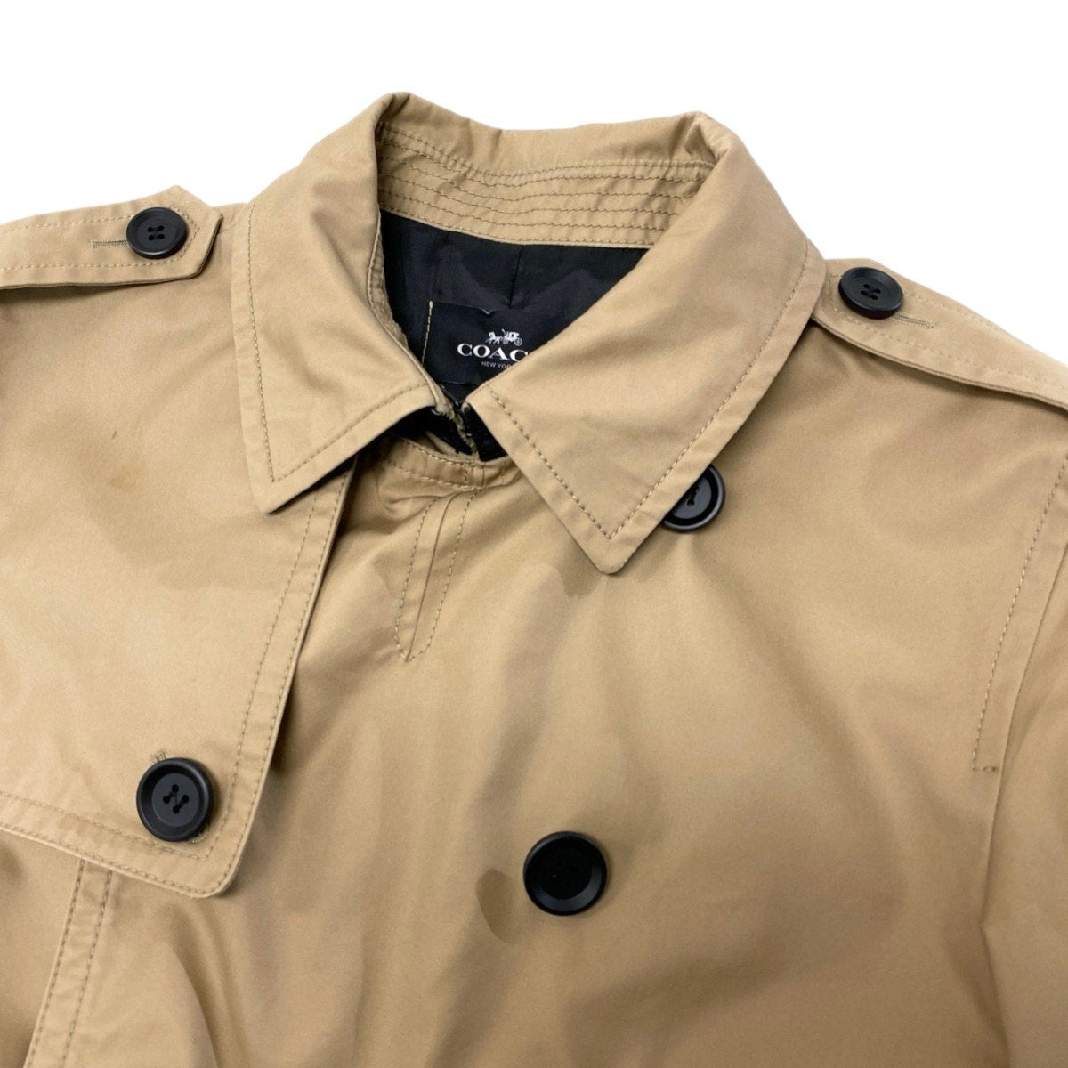 33h19 【美品】COACH コーチ トレンチコート スプリングコート ラムレザー F87431 Mサイズ ベージュ メンズ 男性用u02t