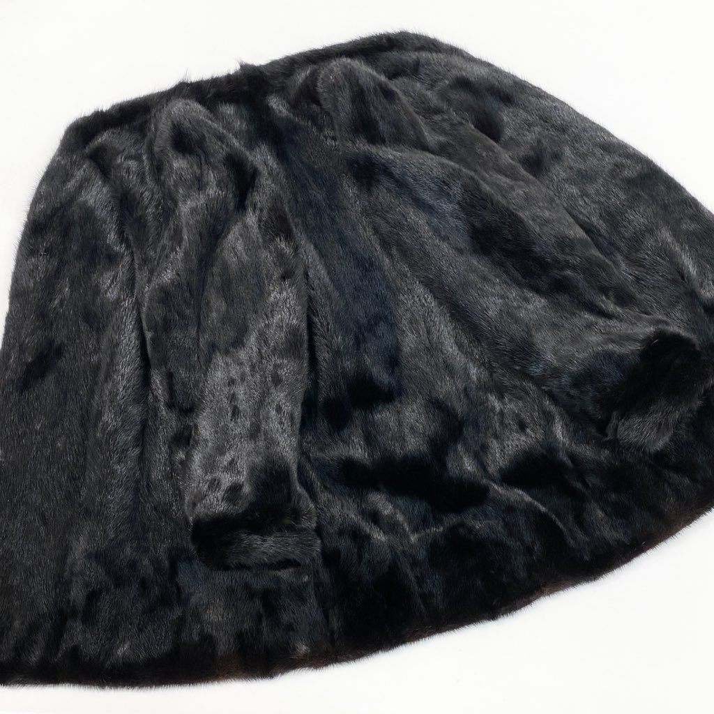 72L15 SAGA MINK サガミンク 金サガ ダークミンク ロングコート サイズF ブラック 最高級本毛皮 MINK FUR ポケット有t18r