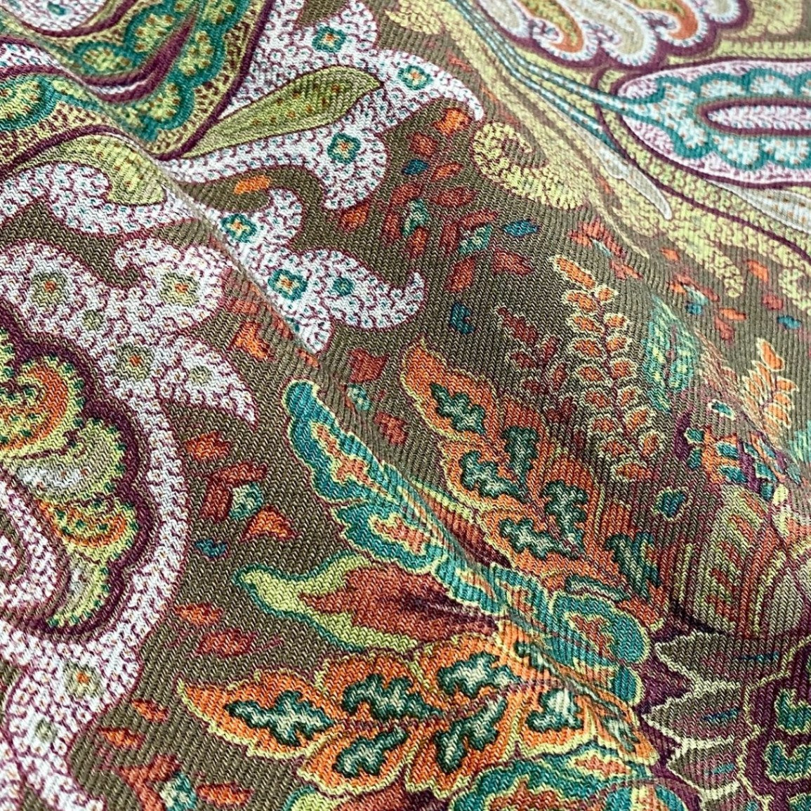 54g10 《美品》 ETRO エトロ ペイズリープリント レトロシャツワンピース 44 カーキ Vintage ヴィンテージ アンティークドレス