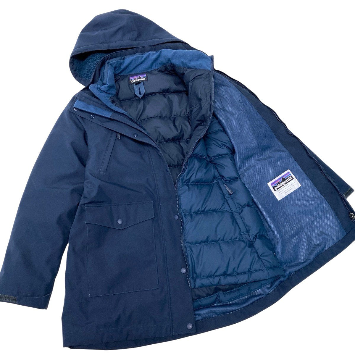 20g29 Patagonia パタゴニア Tres 3-in-1 Parka ダウンジャケット ライナー取外し可  68030 XL 14 ネイビー ガールズ レディース 女性用t18r