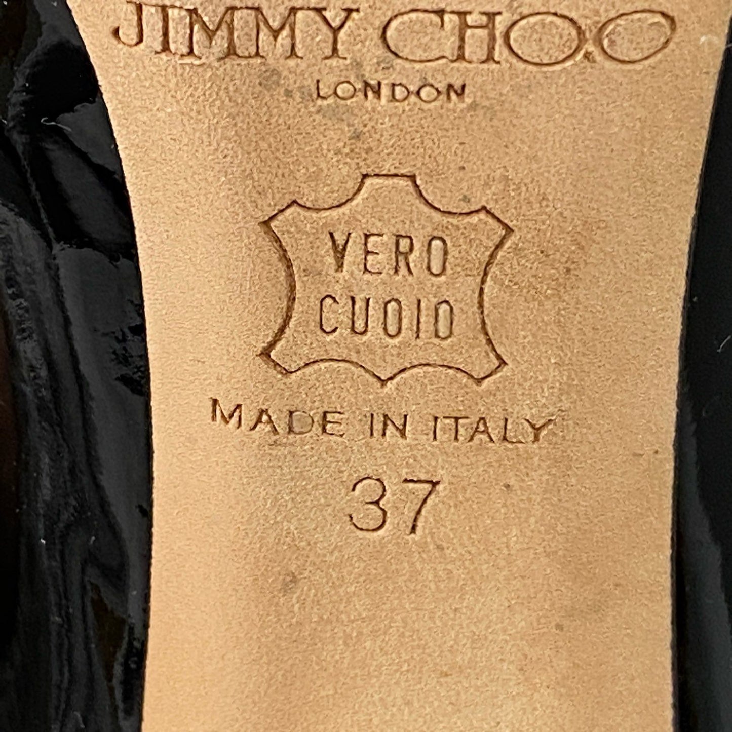 3d10 JIMMY CHOO ジミーチュウ パテントレザー ヒールパンプス 37 ブラック ハイヒール シューズ イタリア製 レディース 婦人靴 靴