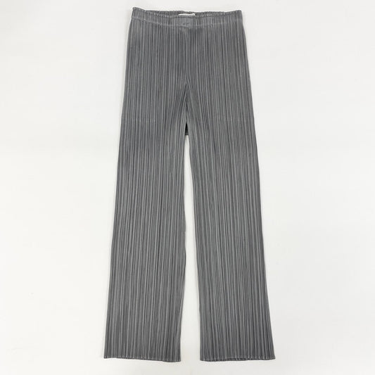 42h22 PLEATS PLEASE プリーツプリーズ イッセイミヤケ プリーツ加工 リラックスパンツ PP55-JF111 サイズ1 グレー ポリエステル レディースu02t