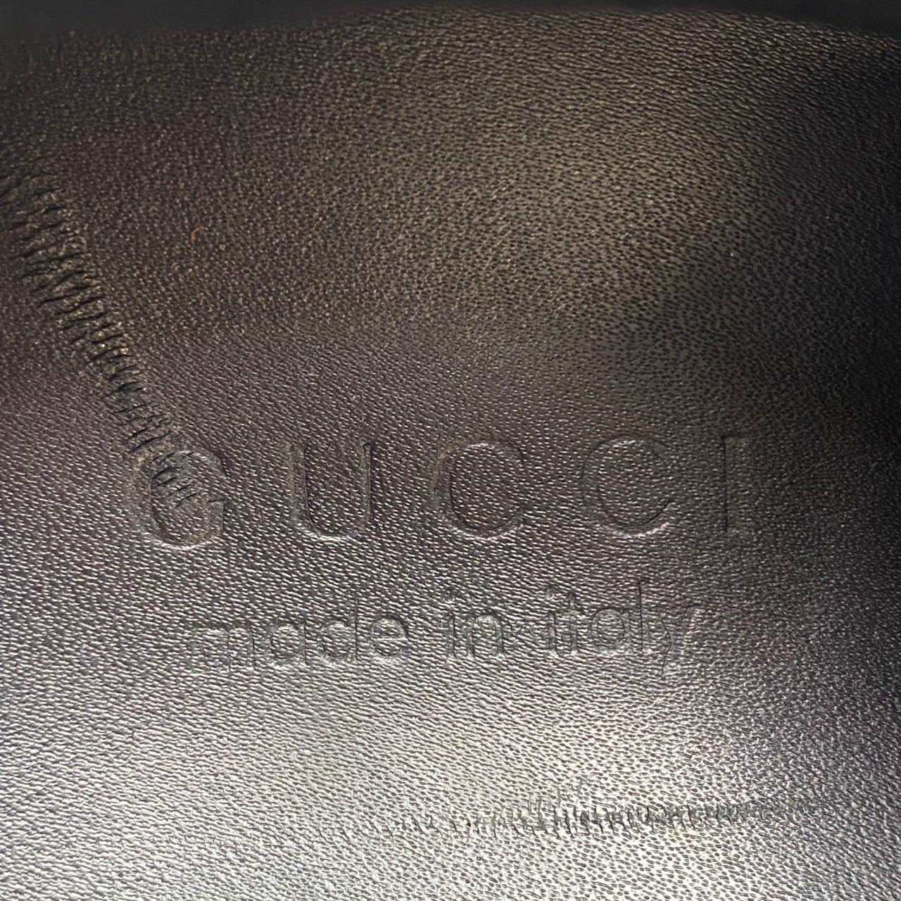 9a10 GUCCI グッチ GGキャンバス 3ラインスニーカー 8 1/2 ブラック ゴールド スエード イタリア製 シューズ