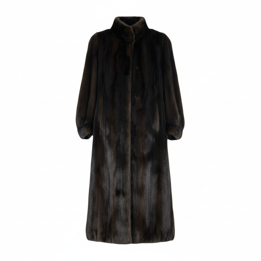 70l1《本毛皮》 デミバフミンク ミンクコート 超ロングコート 120cm ミンクファー MINK FUR free ブラウン系u02t