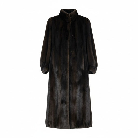 70l1《本毛皮》 デミバフミンク ミンクコート 超ロングコート 120cm ミンクファー MINK FUR free ブラウン系u02t