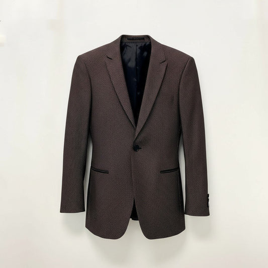 17c16 EMPORIO ARMANI エンポリオアルマーニ DAVID LINE テーラードジャケット 1B 48 艶生地 ドット柄 イタリア製u02t