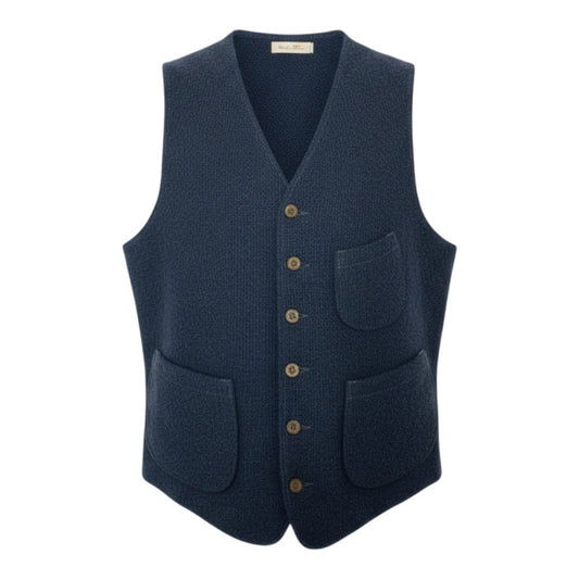 32a29 【美品】DOUBLE RL RALPH LAUREN ダブルアールエル ラルフローレン ツイードベスト ウールベスト ジレ トップス XSサイズ インディゴ メンズ 男性用o07t