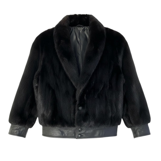 44c21 MG Sable Fur リバーシブル ダークミンクファー コート ラムレザー サイズF ブラック 本毛皮 × 羊革 Reversible Mink Fur Coatt18r