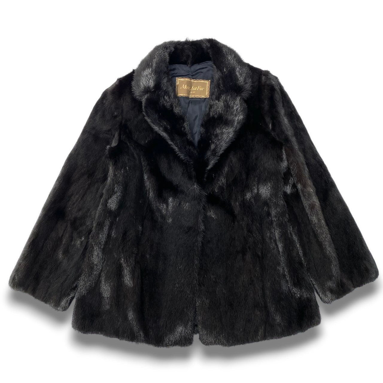 57c24 Moonbat Fur 金タグ ダークミンク ファーコート サイズ11 ブラック 本毛皮 Mink Fur Coat 毛質◎t18r
