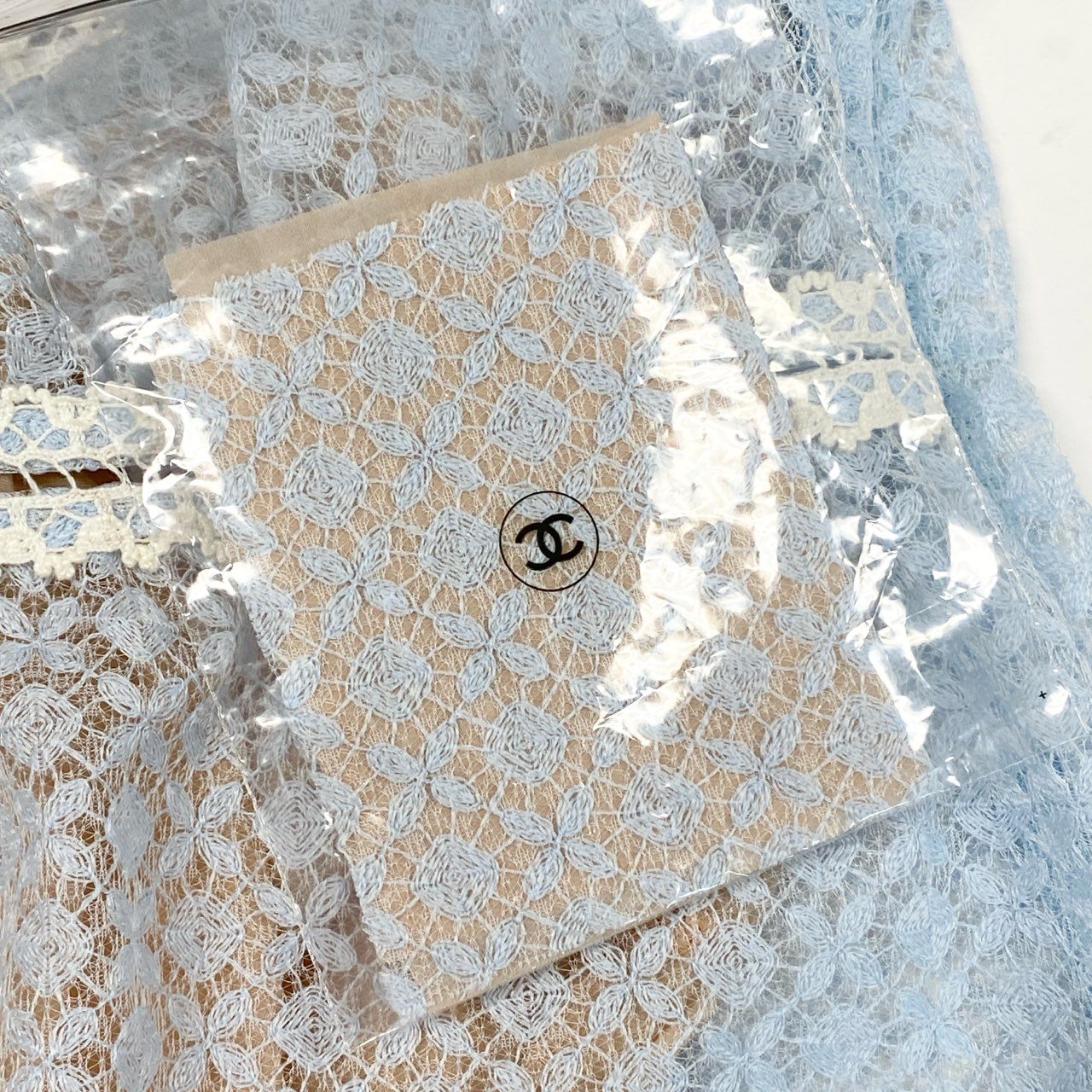 Cb15 《極美品》 CHANEL シャネル 2007 総レース キャミソール トップス タンクトップ P30616 36 ライトブルー 画像参照 レディースk02i