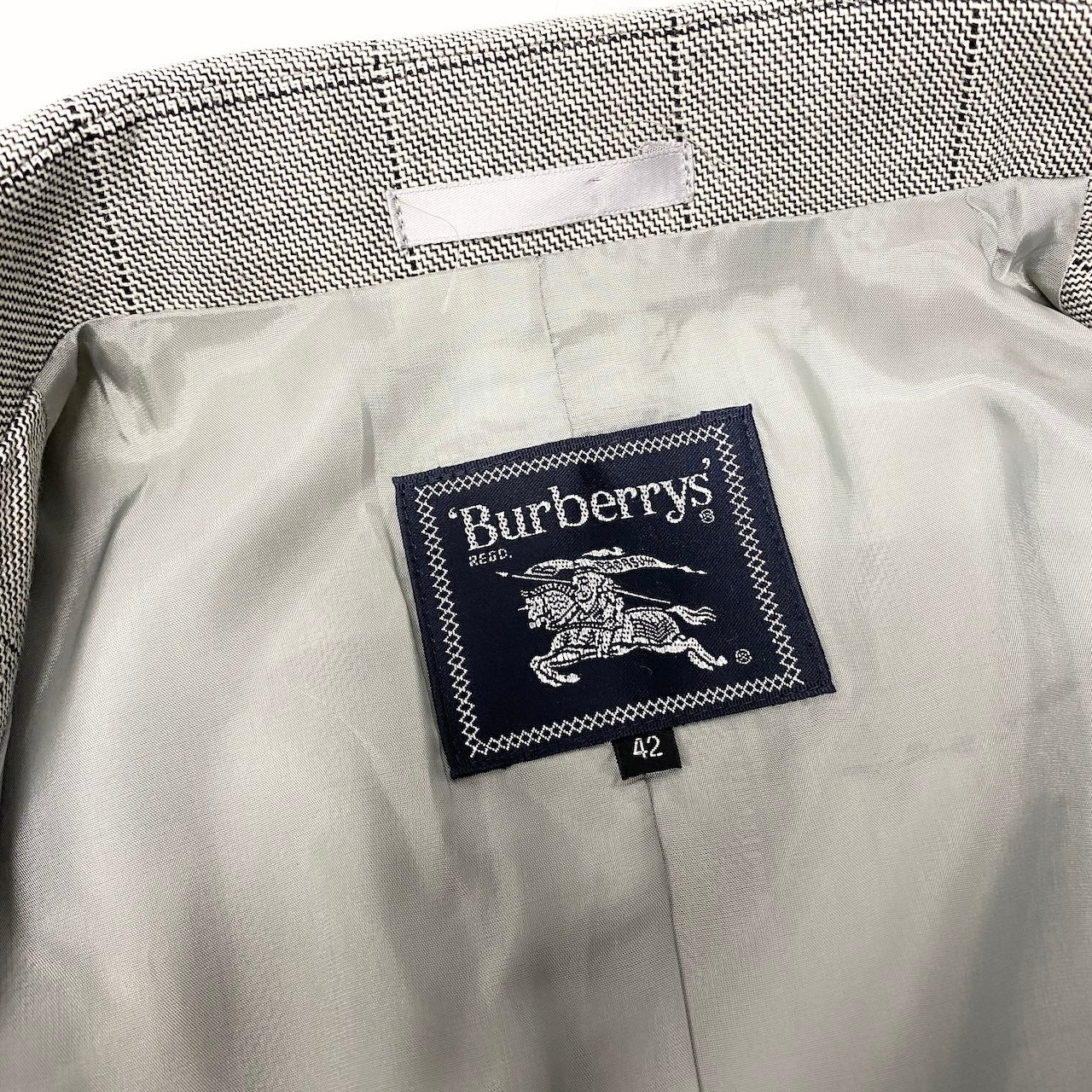 78d9 Burberrys バーバリーズ ヴィンテージ チェックジャケット サイズ42 グレー Vintage Check Jackett18r