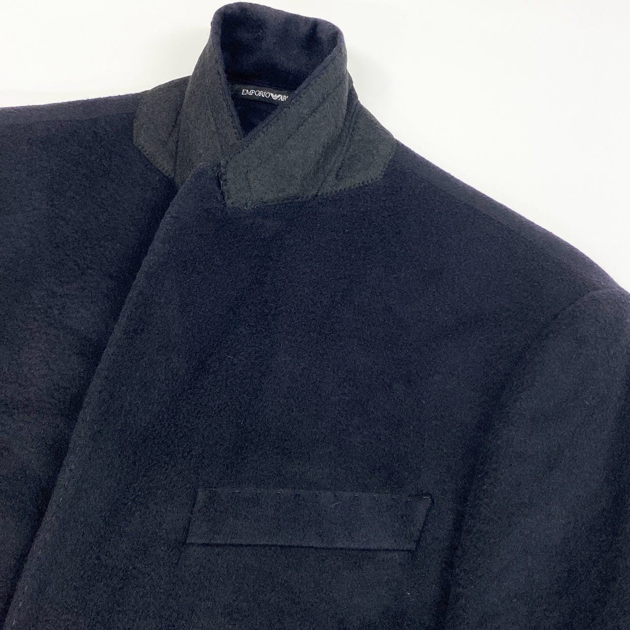 69i26 《美品》EMPORIO ARMANI エンポリオアルマーニ カシミヤチェスターコート カシミア ロングコート  46サイズ ネイビー メンズk02i