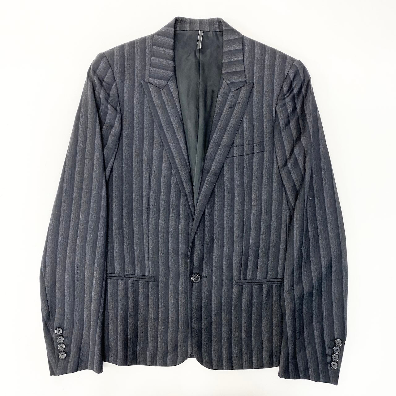 13f15 Dior HOMME ディオール オム 2004年AW エディ期 グラデーションストライプ テーラードジャケット サイズ46 ブラック グレー ウール100％ メンズ 紳士服u02t