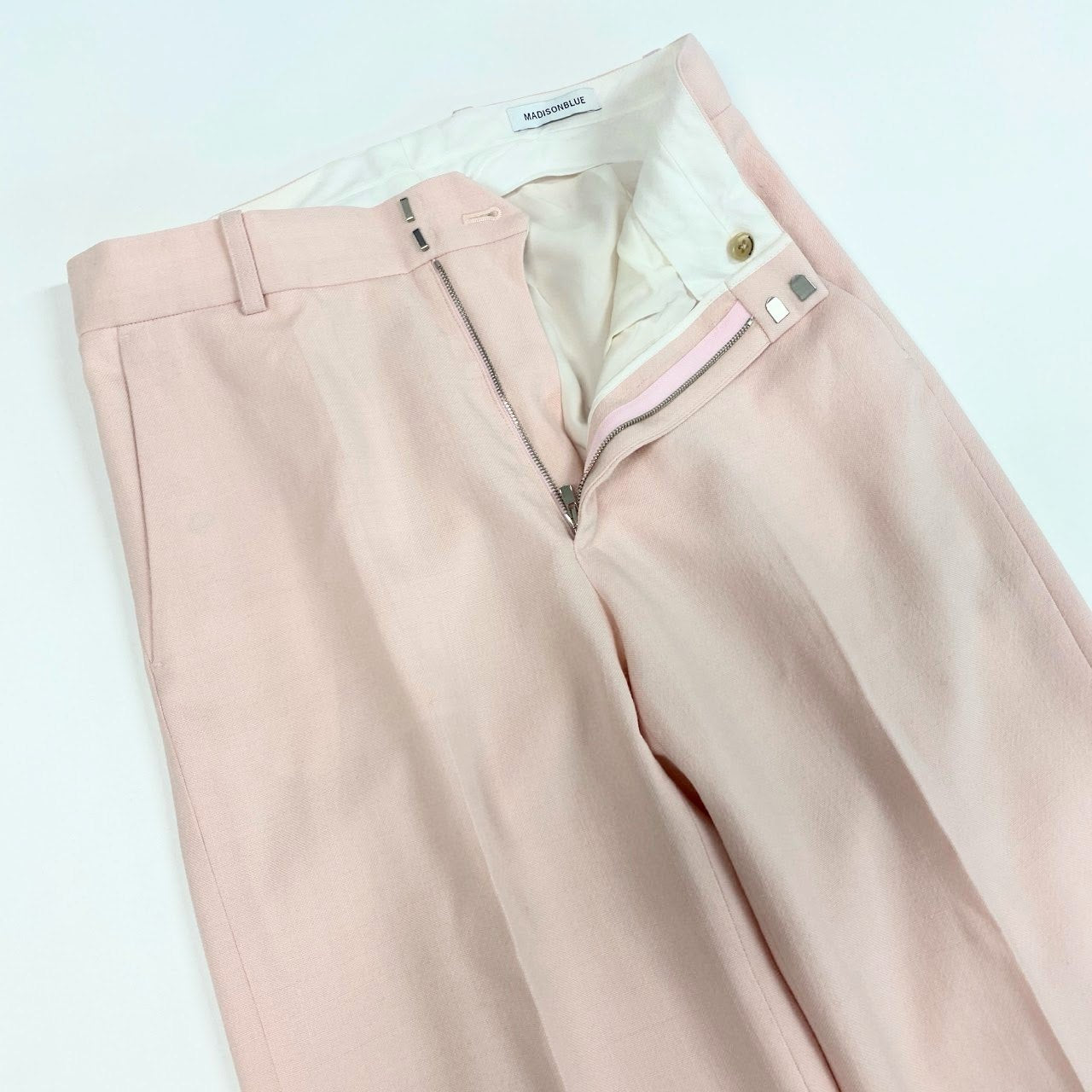 74k4 MADISONBLUE マディソンブルー 日本製 スラックスパンツ ボトムス センタープレス MB204-3003 01 Sサイズ ピンク ウール レーヨン レディースo07t
