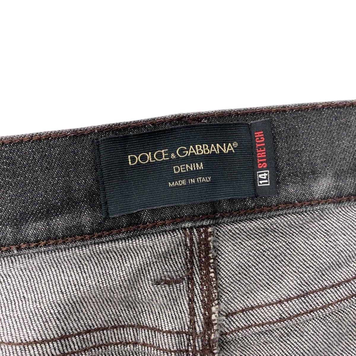 91h3 DOLCE＆GABBANA ドルチェアンドガッバーナ デニムパンツ 14stretch ジーンズ イタリア製 ダメージ加工 ロゴプレート コットンブレンド 50 ブラック メンズ 男性用o07t