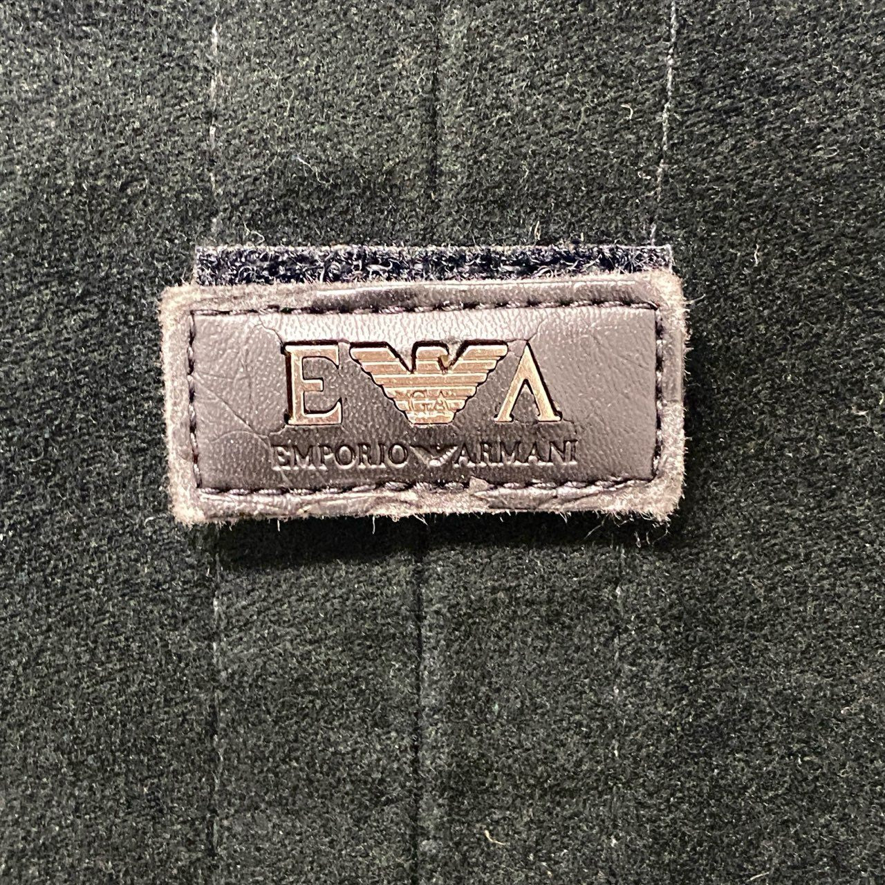 51c13 EMPORIO ARMANI エンポリオアルマーニ ハラコ切替 チェスターコート アウター XL ブラック メンズu02t