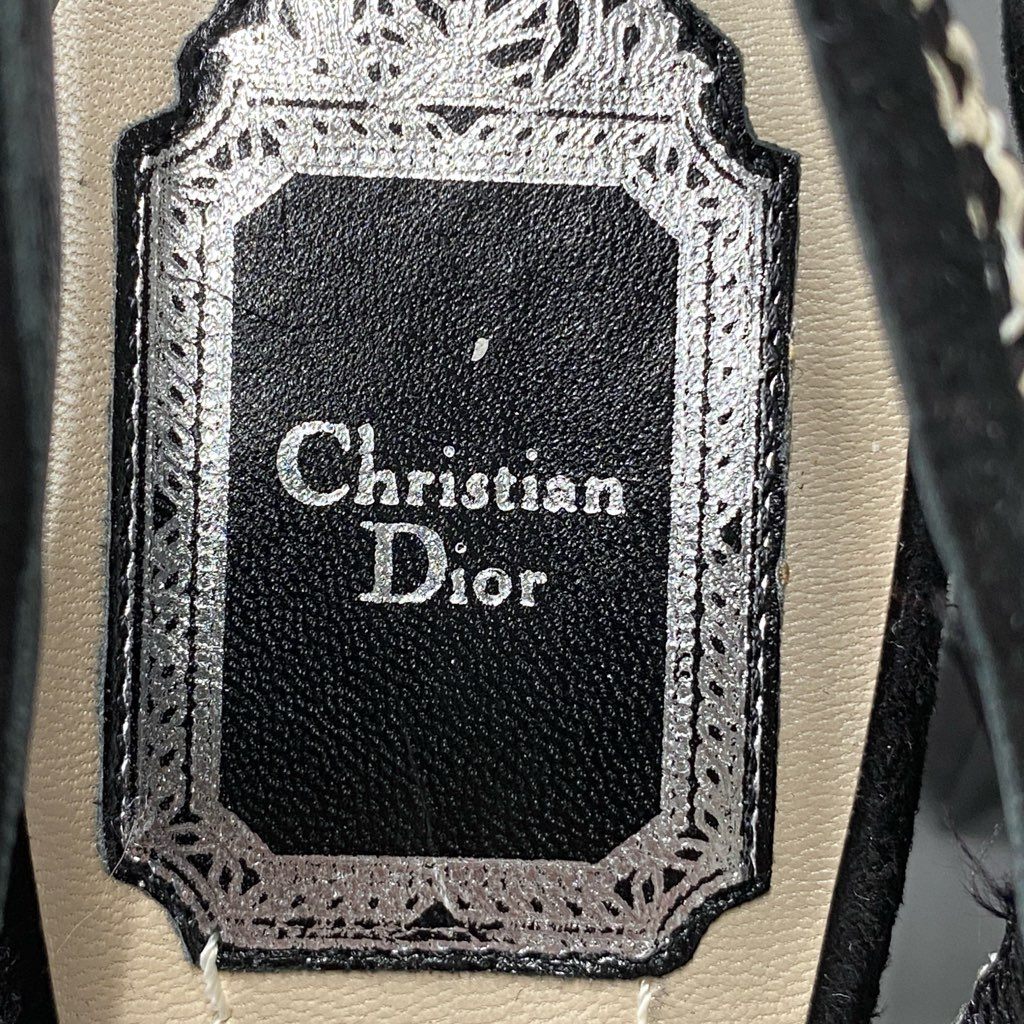 4d21 Christian Dior クリスチャンディオール ツイード切替 ピンヒール パンプス オープントゥ 37D レディース 靴