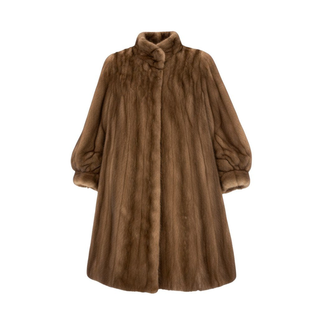 32k28 FOND MOON BAT ムーンバット パステルミンク ロングコート 着丈97cm F 茶系 本毛皮 MINK FUR リアルファーt18r