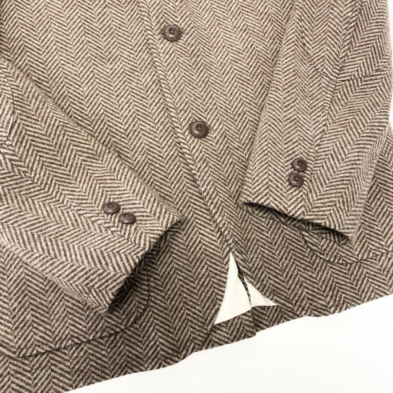 31e7 J.PRESS Jプレス ジェイプレス RED LABEL テーラードジャケット ウールジャケット ヘリンボーン サイズL ブラウン系 メンズ 紳士服u02t