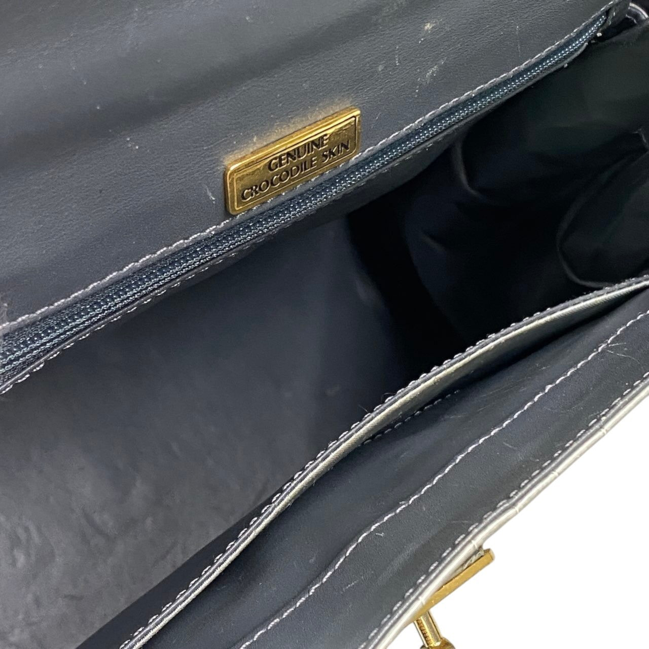 h21 GENUINE CROCODILE SKIN ワニ革 クロコダイル ハンドバッグ グレー レザー レディース 女性用k02i