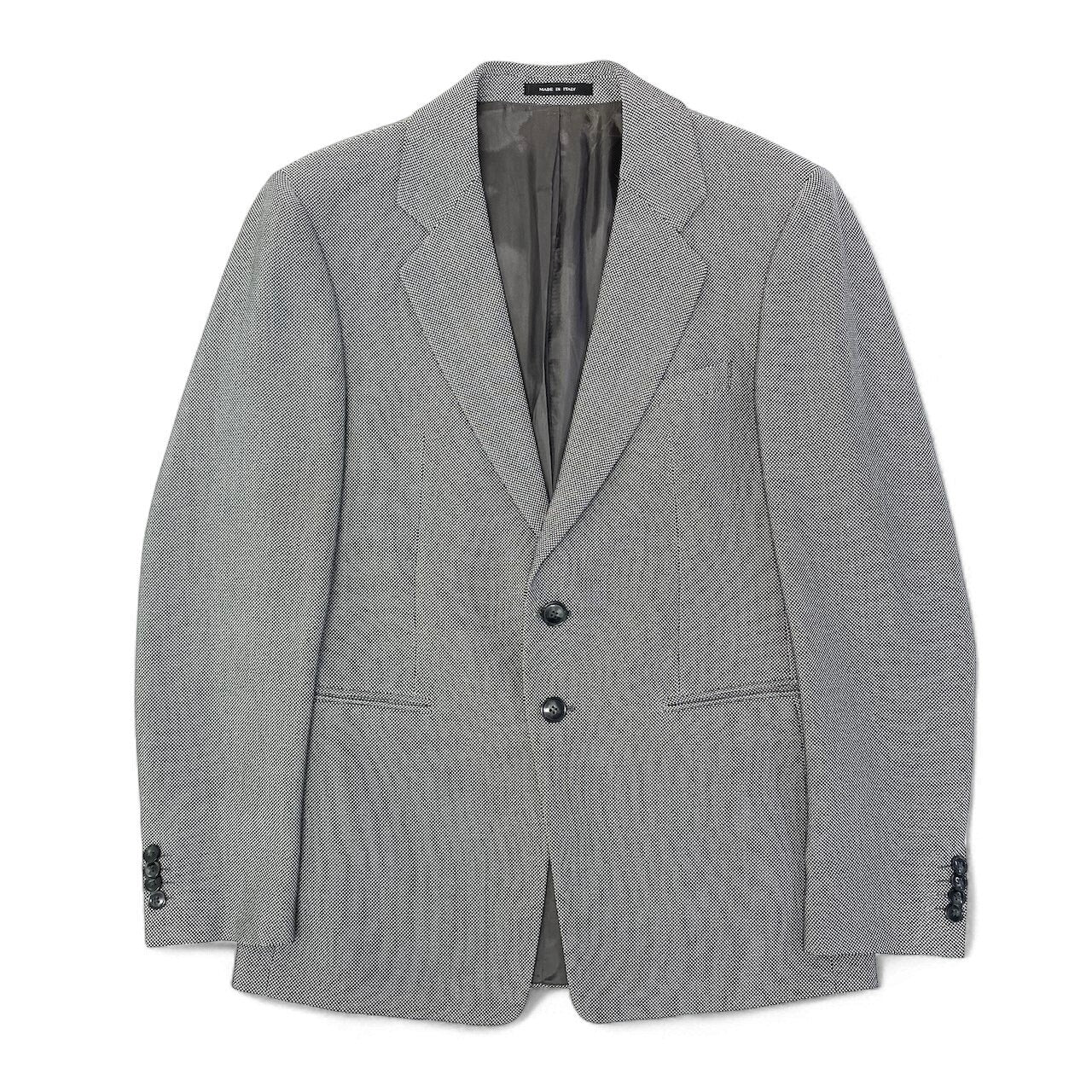 68d30 EMPORIO ARMANI エンポリオアルマーニ JUDE LINE テーラードジャケット シングル 2B  サイズ50 ブラック ホワイト メンズ 紳士服u02t