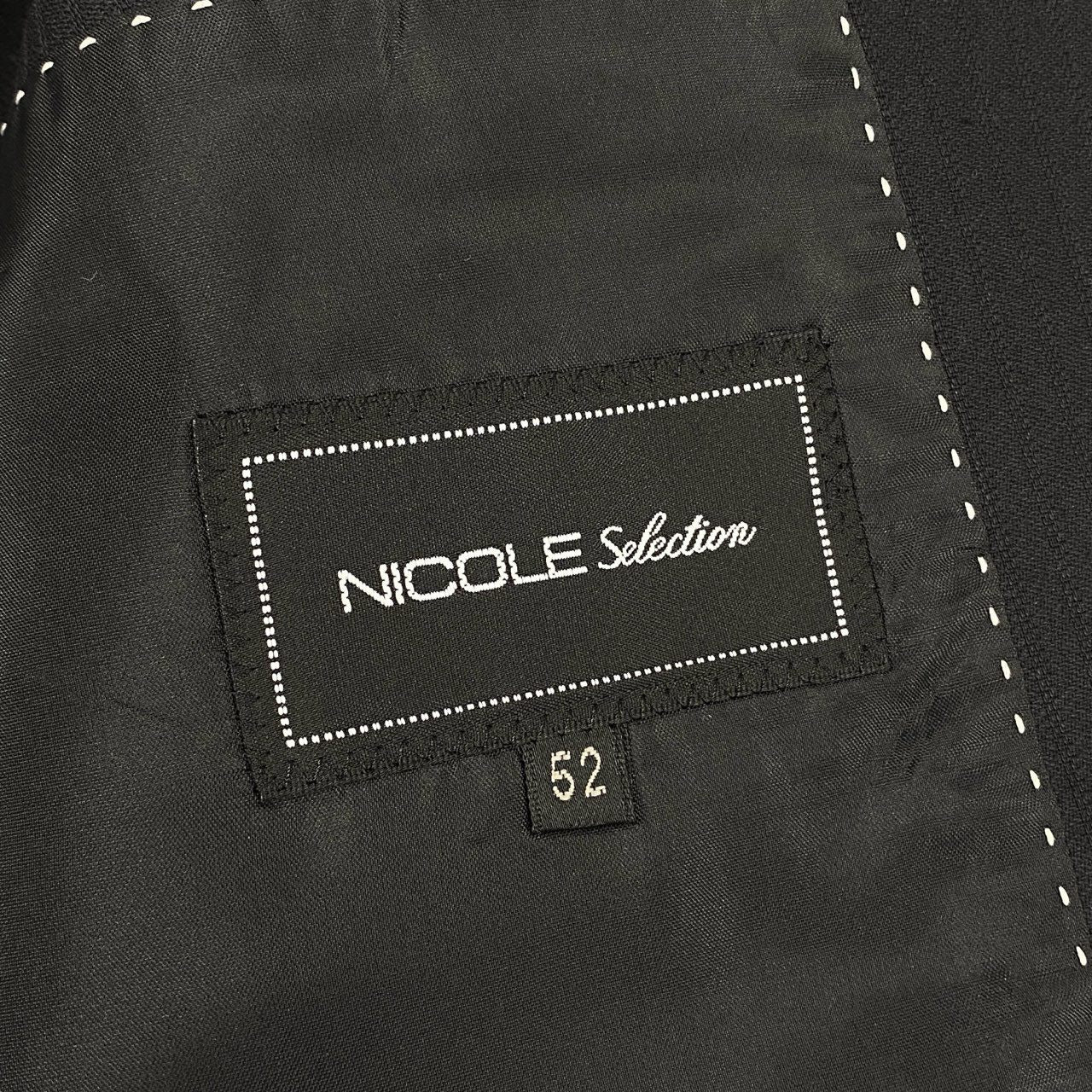 4k7 《美品》 NICOLE Selection ニコルセレクション セットアップスーツ 3ピース スリーピース ストライプ柄 シングル 2B ビジネス フォーマル メンズ 紳士服 52 ブラックo07t