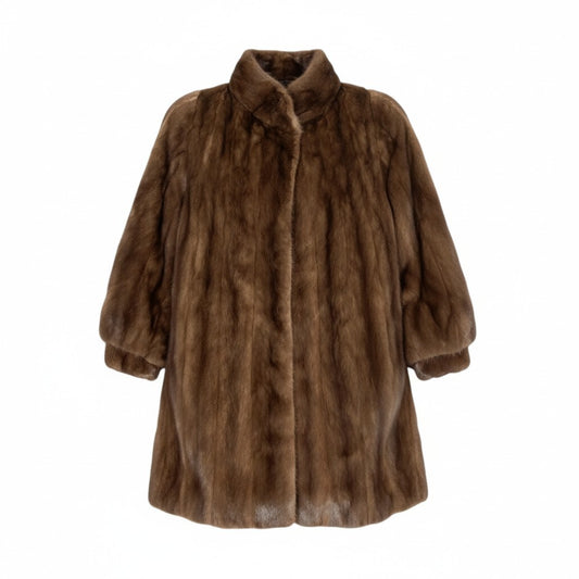 41L12 ROYAL SAGA MINK サガミンク ロイヤル デミバフミンク セミロングコート 毛皮コート F ブラウン系 ミンクファー レディースu02t