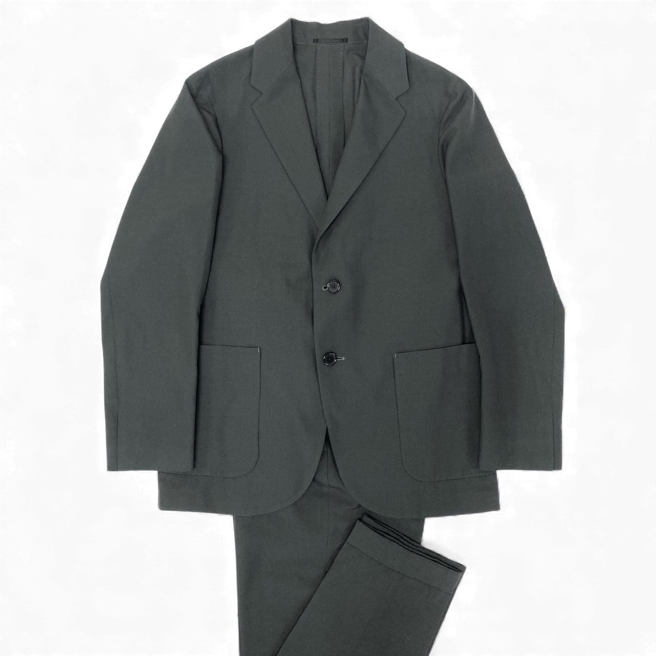 19k10 《美品》 JOHN SMEDLEY ENGLAND ジョンスメドレー セットアップスーツ シングル 2B アンコンジャケット スラックス ウール混 メンズ 紳士服 1 S ダークグレーu02t