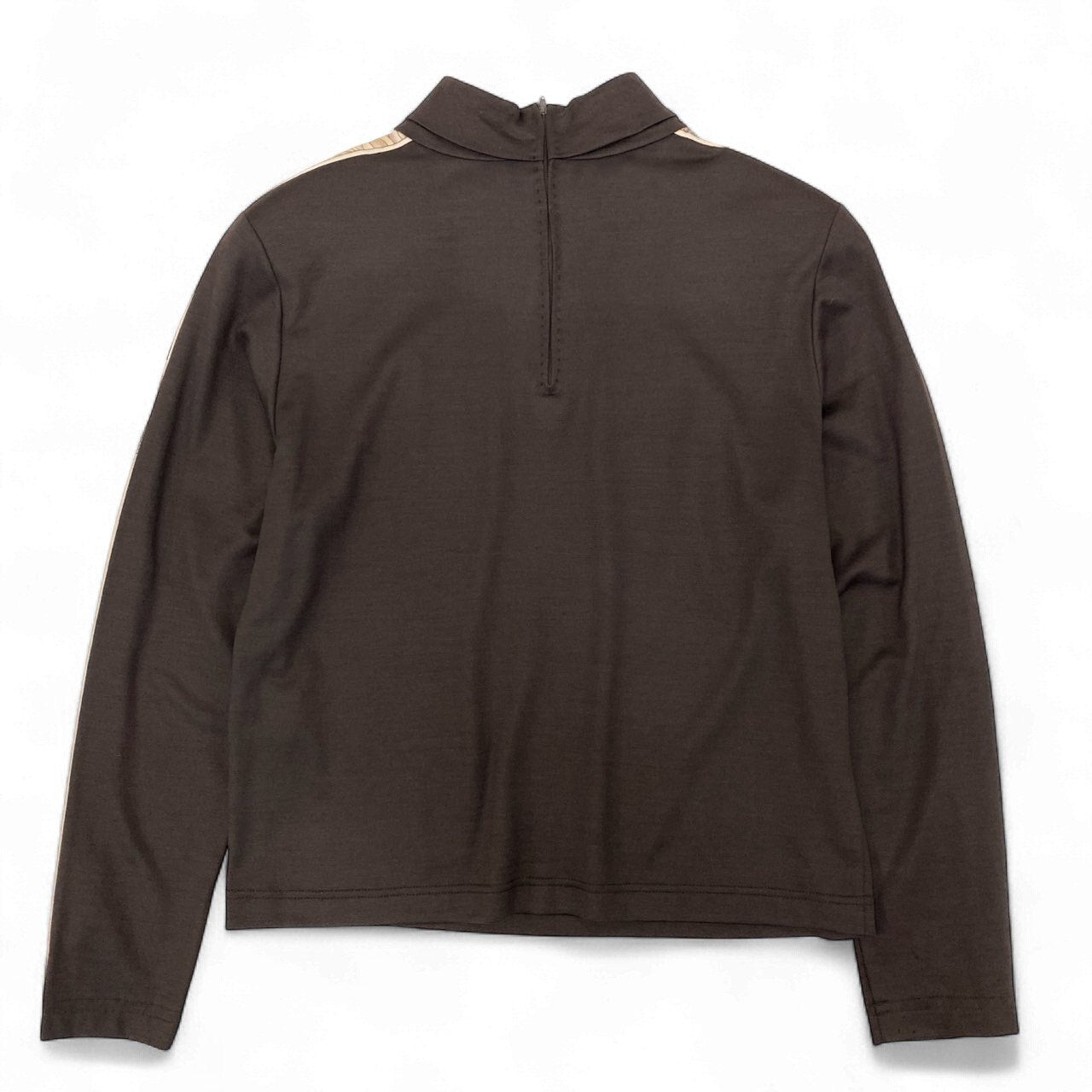 79k21 LEONARD FASHION レオナール ロングスリーブ カットソー ハイネックプルオーバー  美しい花柄プリント レディース 女性用 L ブラウン ウールシルクu02t